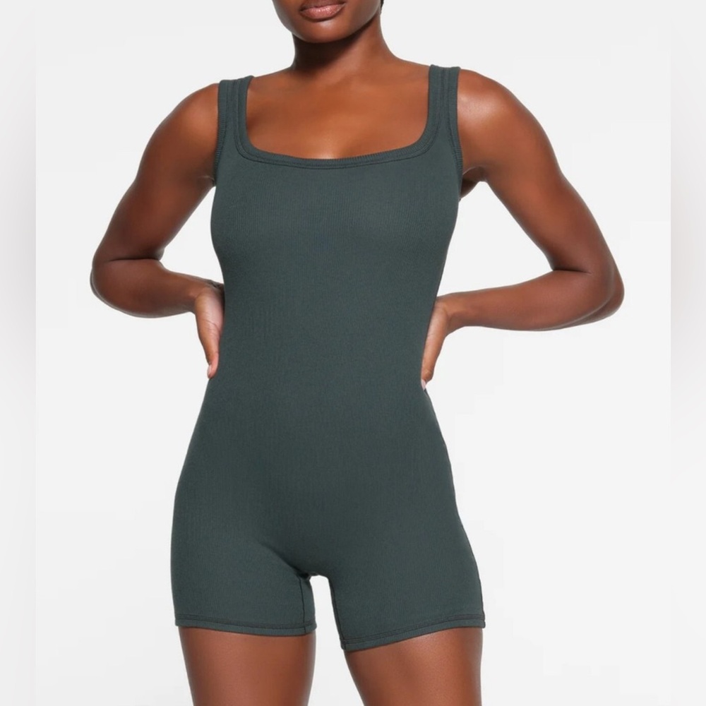 SKIMS Cotton Ribbed Onesie in Spruce